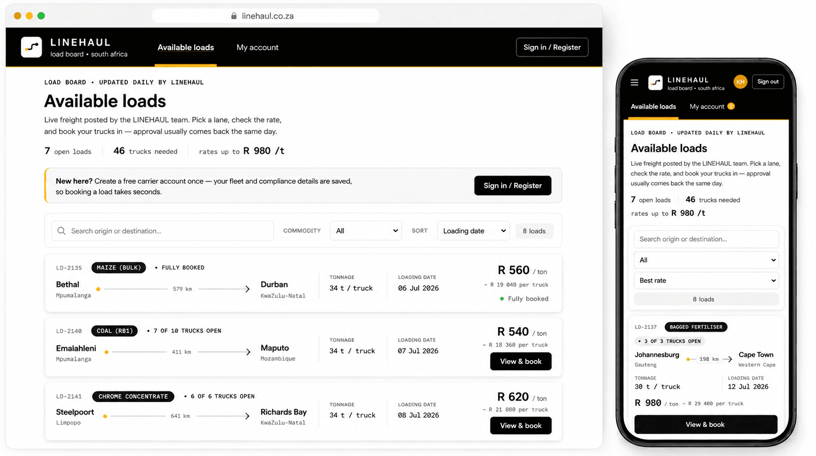 Linehaul product screenshot